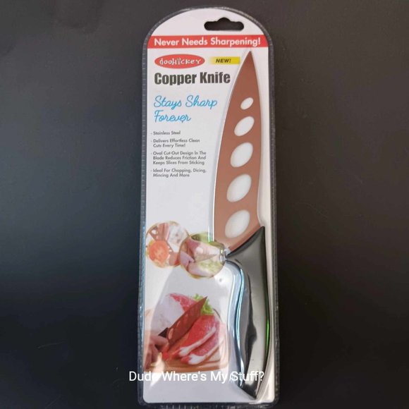DOOHICKEY COPPER 10" KNIFE - NEVER NEEDS SHARPENING - FOOD DOESN'T STICK - NEW - Picture 1 of 4
